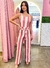 Conjunto Cropped e Calça Branco com Rosê - comprar online