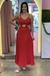 Vestido Longo Plissado Vermelho