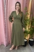 Vestido Longo Linho Premium Sabrina Verde Oliva - comprar online