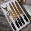 SET DE CUCHILLOS X6 LINEA LUJO KUNSION NEGRO CON DORADO - comprar online