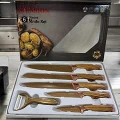 SET DE CUCHILLOS X6 LINEA LUJO KUNSION DORADO en internet