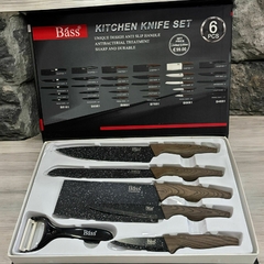 SET DE CUCHILLOS X6 LINEA LUJO SIMIL MADERA BASS en internet