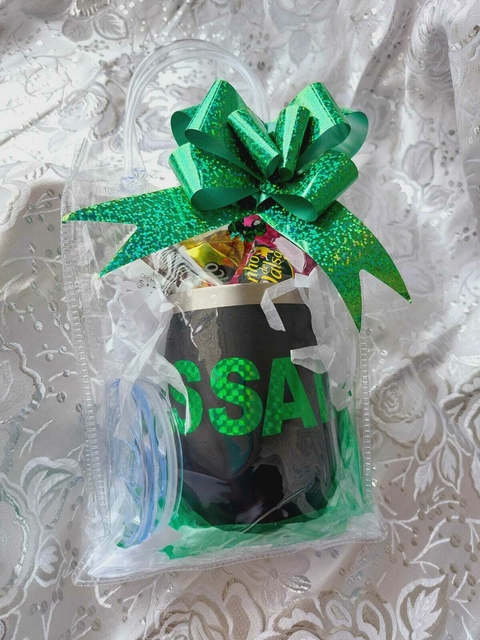 Sacola Presente Ossain Copo Ovo Cuia Térmica 350ml Em Inox Com Tampa Acrílica - comprar online