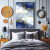 Quadro Decorativo - Arte Abstrata em Tons de Azul e Dourado - loja online