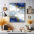 Quadro Decorativo - Arte Abstrata em Tons de Azul e Dourado - Damuvia - Quadros Decorativos com Moldura Filete