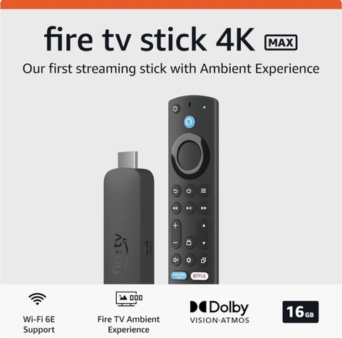 Fire TV Stick 4K Max Certificado, compatible con Wi-Fi 6E, TV gratis y en vivo