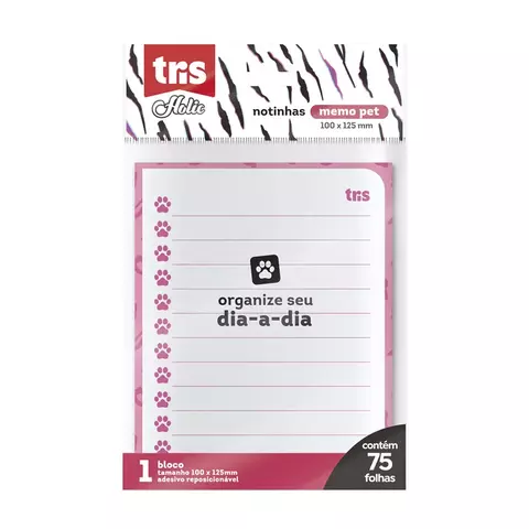 Notas Autoadesivas Memo Note Holic Pets - 1 Bloco X 75 Fls - Tris