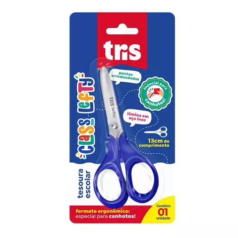Tesoura Escolar Lefty para Canhoto - 13cm - Cartela C/1 un - Tris