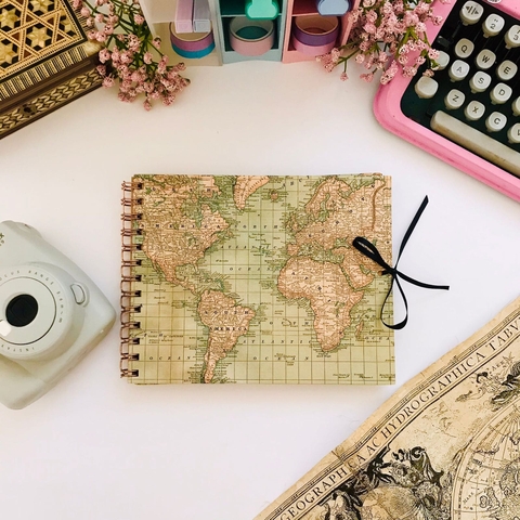 Scrapbook Mapa Mundi Vintage - 30 Folhas