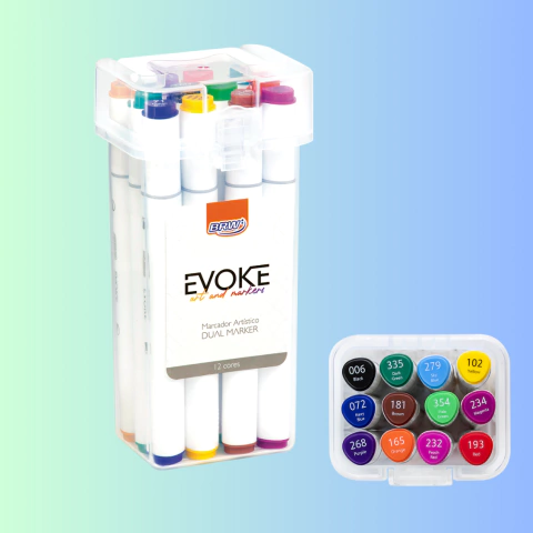 MARCADOR ARTÍSTICO EVOKE DUAL MARKER - ESTOJO 12 CORES