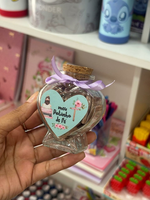 Potinho de Vidro com Mensagens de Fe