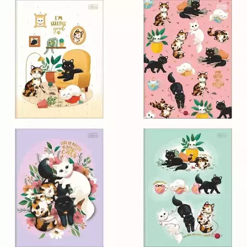 Caderno Brochura Capa Dura Purrfect Cats 80 Folhas - Tilibra