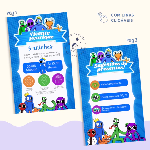 Convite Interativo Aniversário Rainbow Friends #01