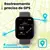 Smartwatch Amazfit Bip 5 exibindo rastreamento de GPS com dados de ciclismo em uma interface colorida.