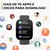 Smartwatch Amazfit Bip 5 exibindo aplicativos e jogos disponíveis para download, rodeado por ícones coloridos.