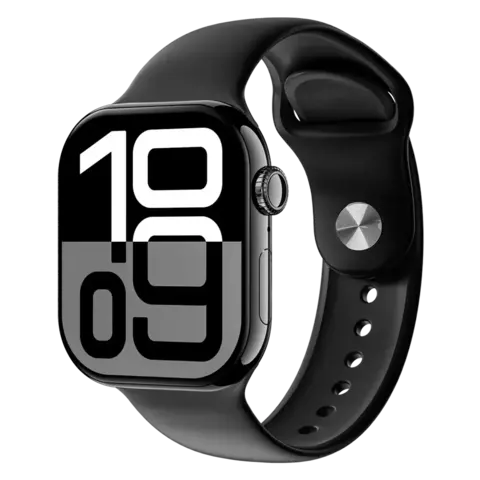 Smartwatch Microwear W10 Mini Pro, Preto, com tela digital exibindo horas em preto e branco