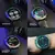 Smartwatch Brave GPS com tela mostrando cronômetro, treino de respiração, detalhes da atividade e monitoramento de estresse.