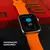 Smartwatch WS25 Mini com pulseira laranja exibindo medição de oxigenação sanguínea em 99%