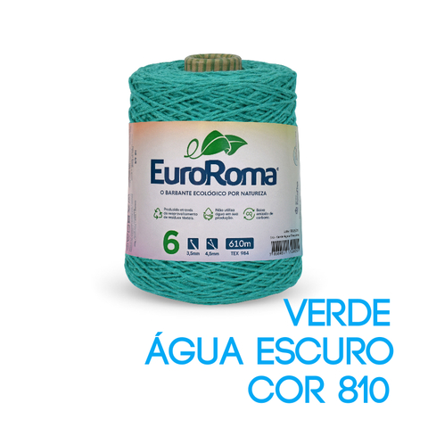 Barbante EuroRoma Colorido Nº06 com 600 gramas Verde Água Escuro