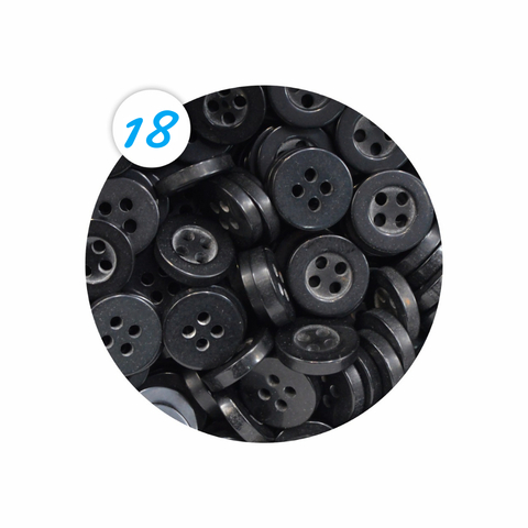 Botão de Camisaria Tam. 18 com 4 Furos Preto - Pct. 144 Unid.