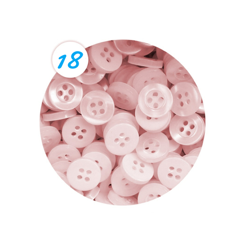 Botão de Camisaria Tam. 18 com 4 Furos Rosa Claro - Pct. 144 Unid.