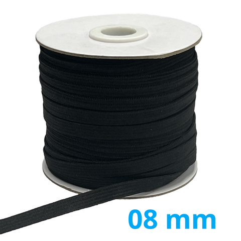 Elástico Preto 08mm Makro Central Rolo com 50 Metros