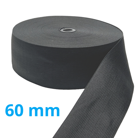 Elástico Preto 60mm Makro Central Rolo com 25 Metros