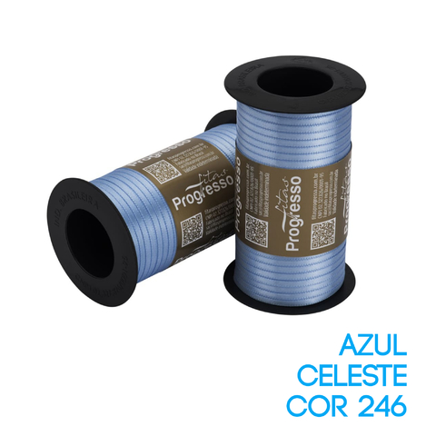 Fita de Cetim Progresso Nº 00 Rolo 100 mts Azul Celeste (246)