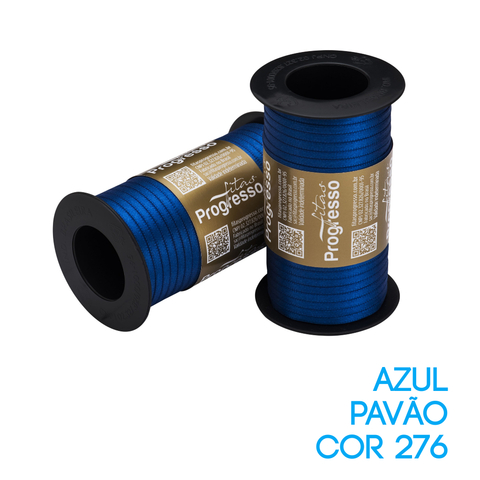Fita de Cetim Progresso Nº 00 Rolo 100 mts Azul Pavão (276)
