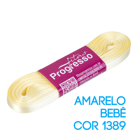 Fita de Cetim Progresso Nº 01 Peça 10 mt Amarelo Bebê (1389)