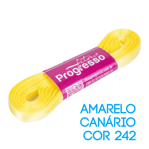 Fita de Cetim Progresso Nº 01 Peça 10 mt Amarelo Canário (242)