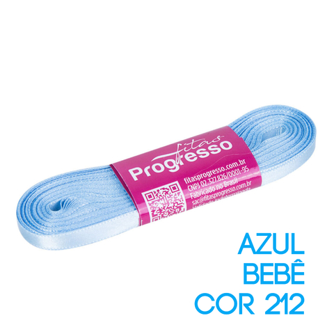 Fita de Cetim Progresso Nº 01 Peça 10 mt Azul Bebê (212)