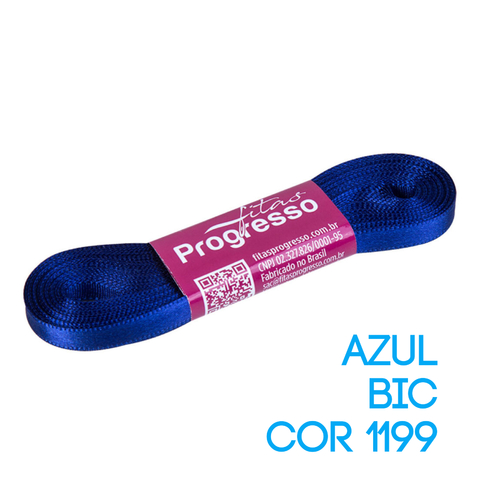 Fita de Cetim Progresso Nº 01 Peça 10 mt Azul Bic (1199)