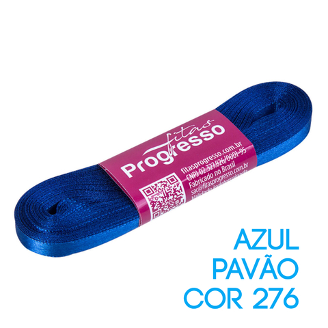 Fita de Cetim Progresso Nº 01 Peça 10 mt Azul Pavão (276)
