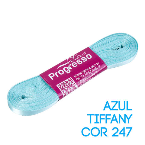 Fita de Cetim Progresso Nº 01 Peça 10 mt Azul Tiffany (247)