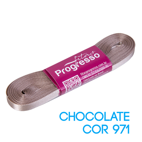 Fita de Cetim Progresso Nº 01 Peça 10 mt Chocolate (971)