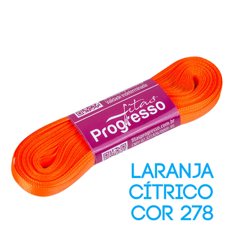 Fita de Cetim Progresso Nº 01 Peça 10 mt Laranja Cítrico (278)