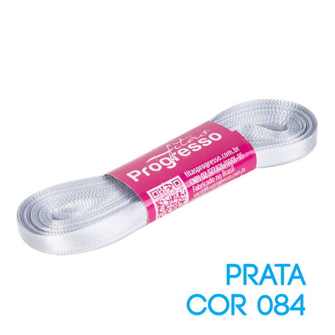 Fita de Cetim Progresso Nº 01 Peça 10 mt Prata (084)