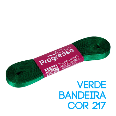 Fita de Cetim Progresso Nº 01 Peça 10 mt Verde Bandeira (217)