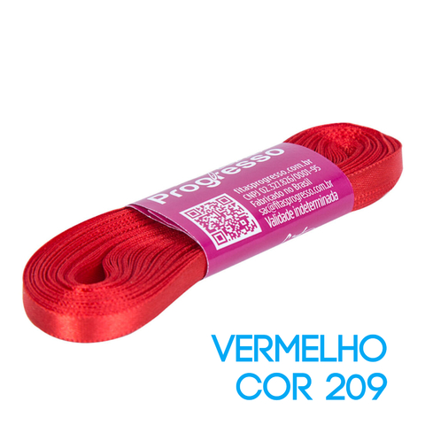 Fita de Cetim Progresso Nº 01 Peça 10 mt Vermelho (209)