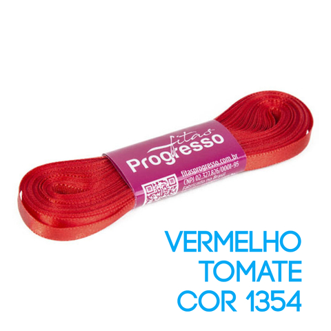 Fita de Cetim Progresso Nº 01 Peça 10 mt Vermelho Tomate (1354)