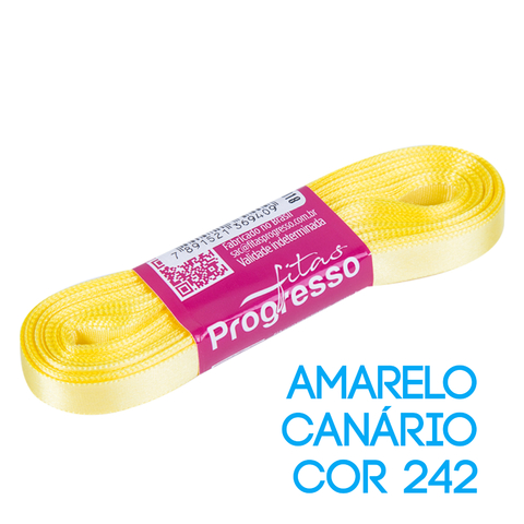Fita de Cetim Progresso Nº 02 Peça 10 mt Amarelo Canário (242)