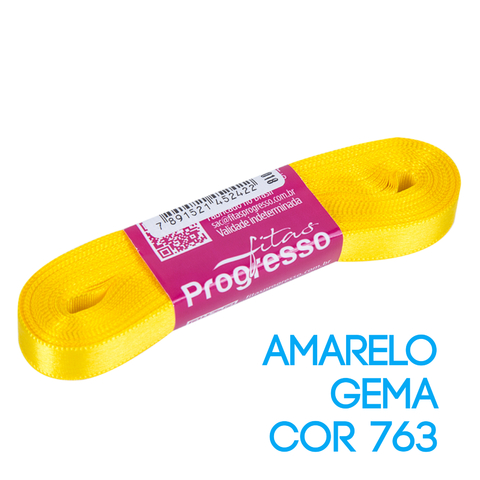 Fita de Cetim Progresso Nº 02 Peça 10 mt Amarelo Gema (763)