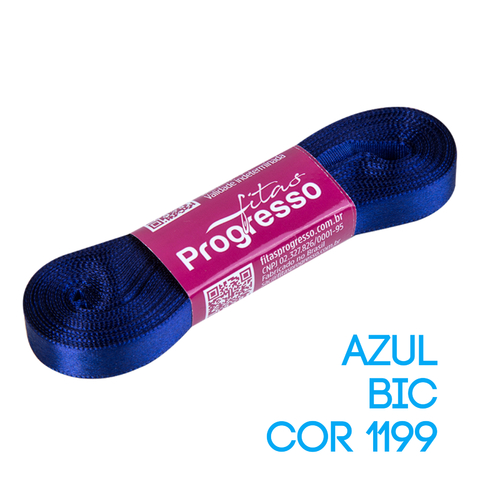 Fita de Cetim Progresso Nº 02 Peça 10 mt Azul Bic (1199)