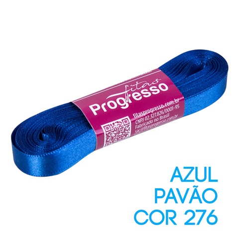 Fita de Cetim Progresso Nº 02 Peça 10 mt Azul Pavão (276)