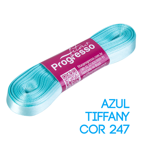 Fita de Cetim Progresso Nº 02 Peça 10 mt Azul Tiffany (247)