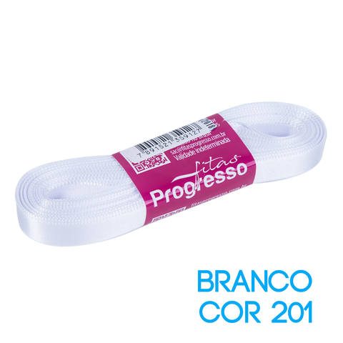 Fita de Cetim Progresso Nº 02 Peça 10 mt Branco (201)