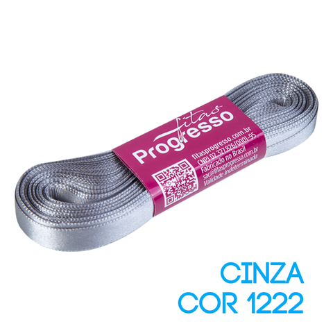 Fita de Cetim Progresso Nº 02 Peça 10 mt Cinza (1222)