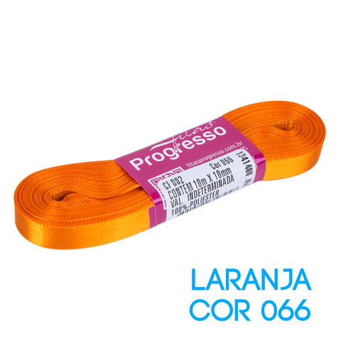 Fita de Cetim Progresso Nº 02 Peça 10 mt Laranja (066)