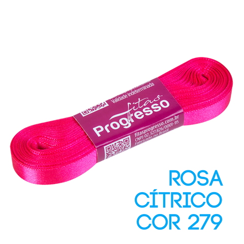 Fita de Cetim Progresso Nº 02 Peça 10 mt Rosa Cítrico (279)